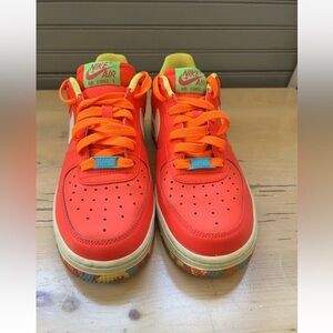 Nike Air Force 1 GS “Fruity Pebbles” Crimson Pink Fluid Shoes Girls Size 5.5